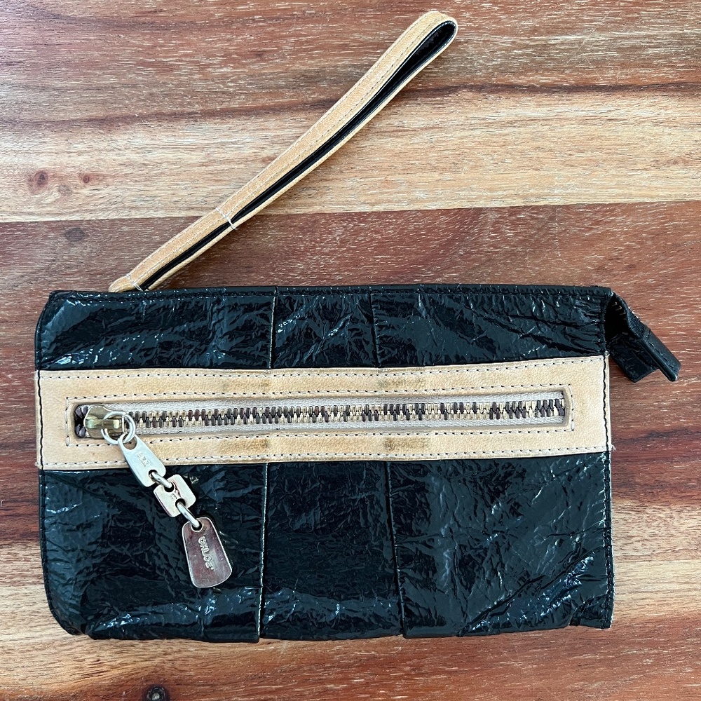SEE by Chloe Wallet Clutch Black Patent Leather